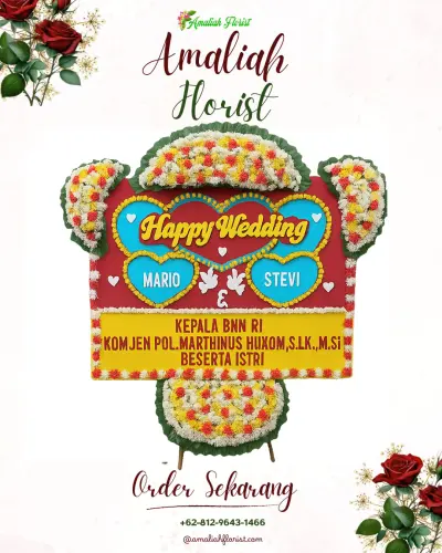 Karangan Papan Bunga Pernikahan di Silaberanti